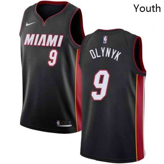 Youth Nike Miami Heat 9 Kelly Olynyk Swingman Black Road NBA Jersey Icon Edition